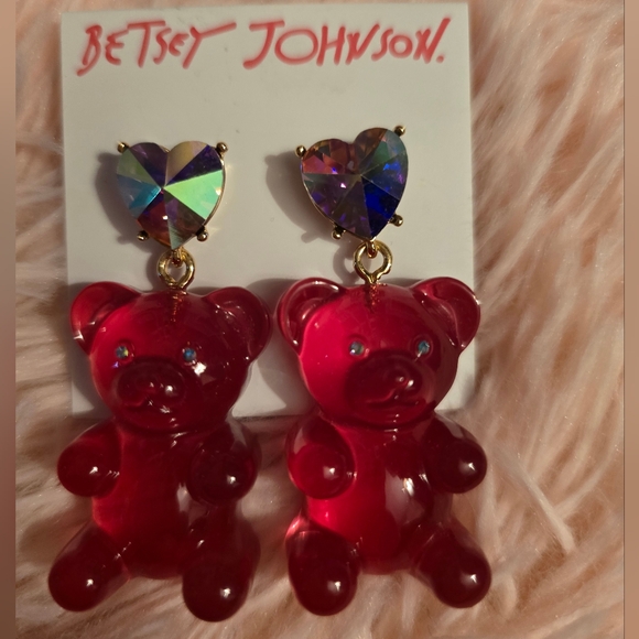 Betsey Johnson Pink Gummy Bear Drop Earrings! - Picture 11 of 14